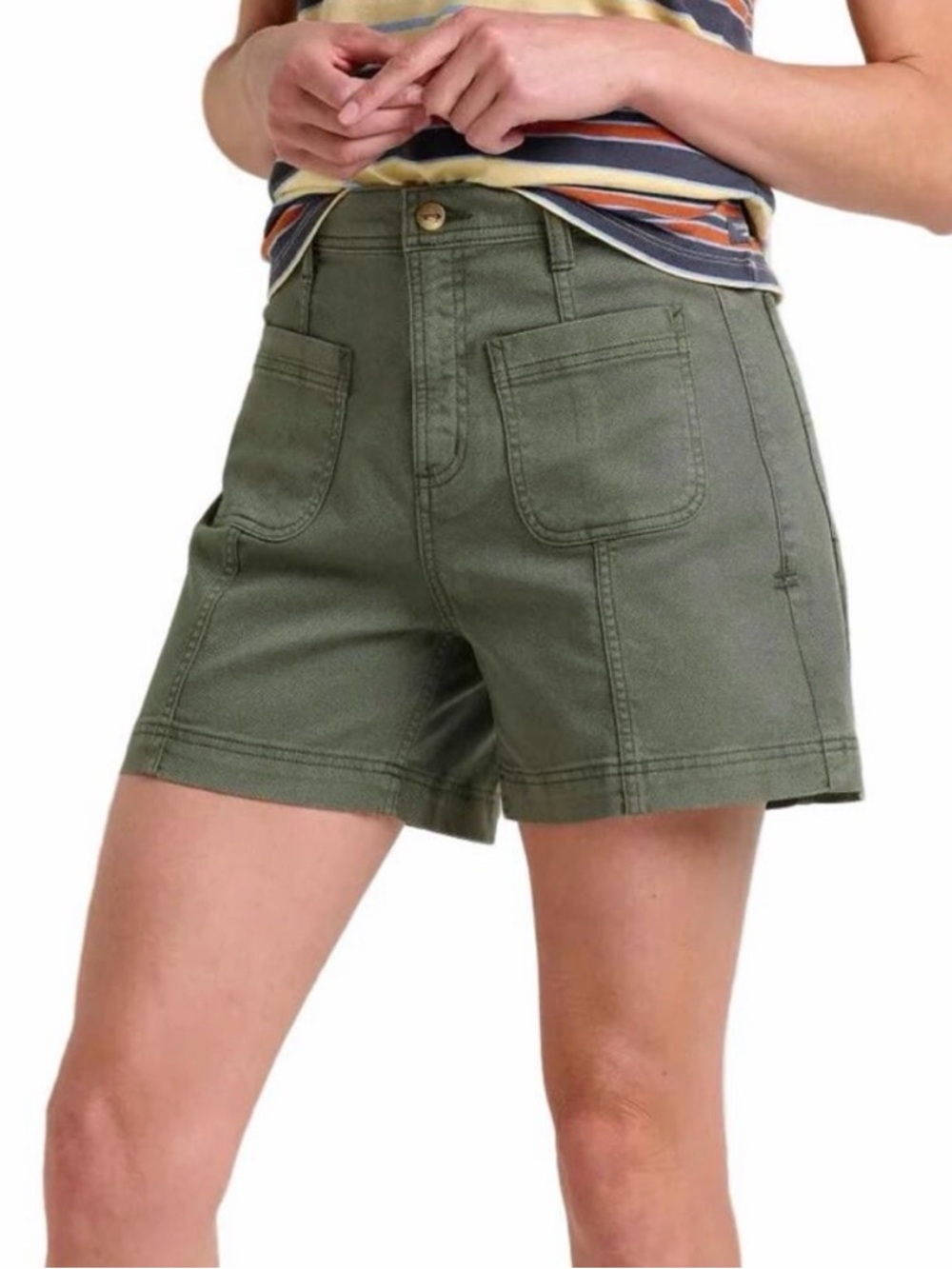 TOAD & CO Women's Linden Canvas Shorts Size 10 Green Beetle High Rise NWT